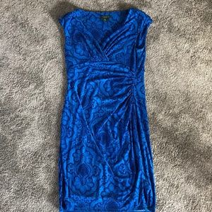 Blue faux wrap dress by Lauren
